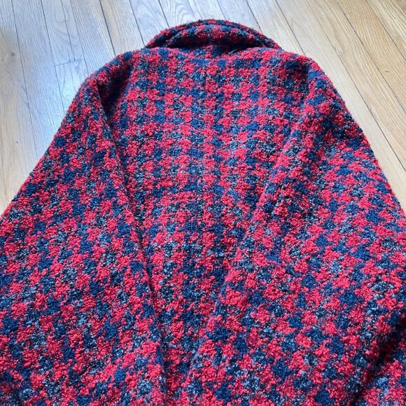 Free People Size S Red Houndstooth Slouchy Oversized Boucle Jacket - Picture 16 of 16